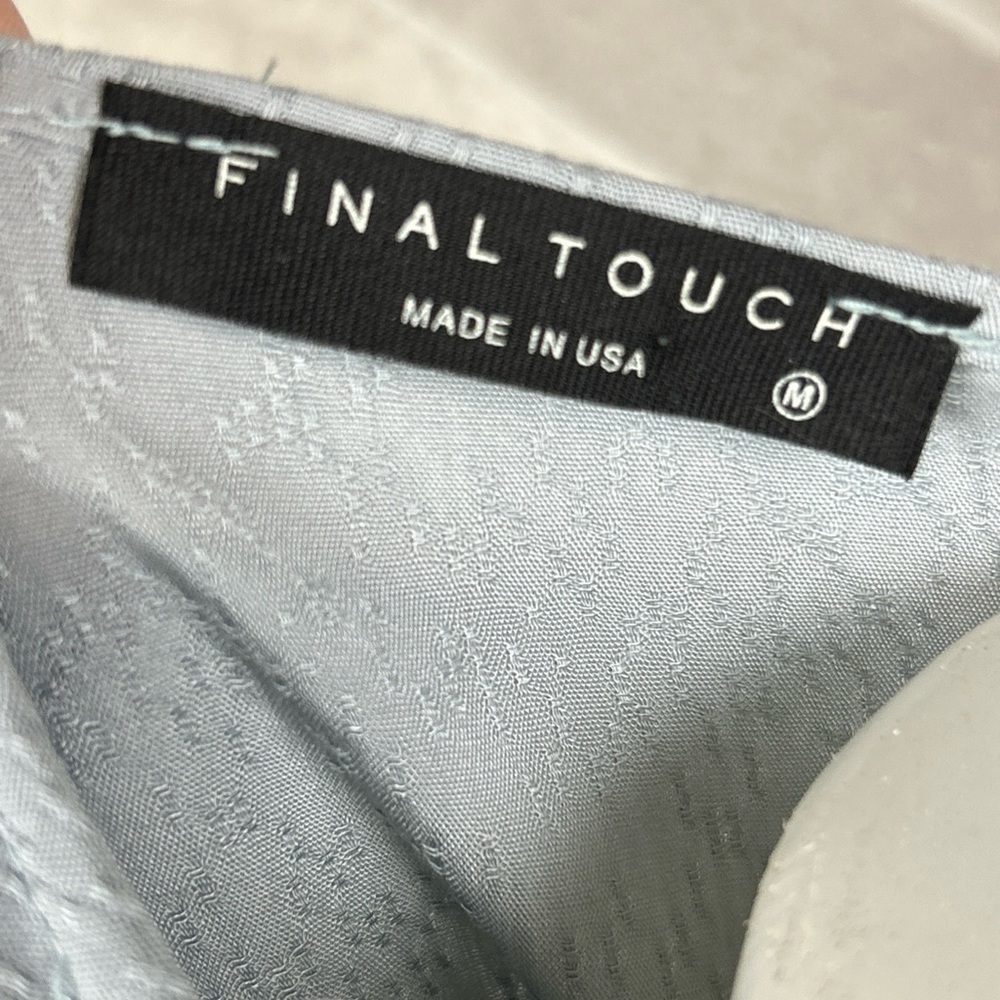 Final touch size M front tie wrap top in shimmery blue/ gray - Picture 3 of 6